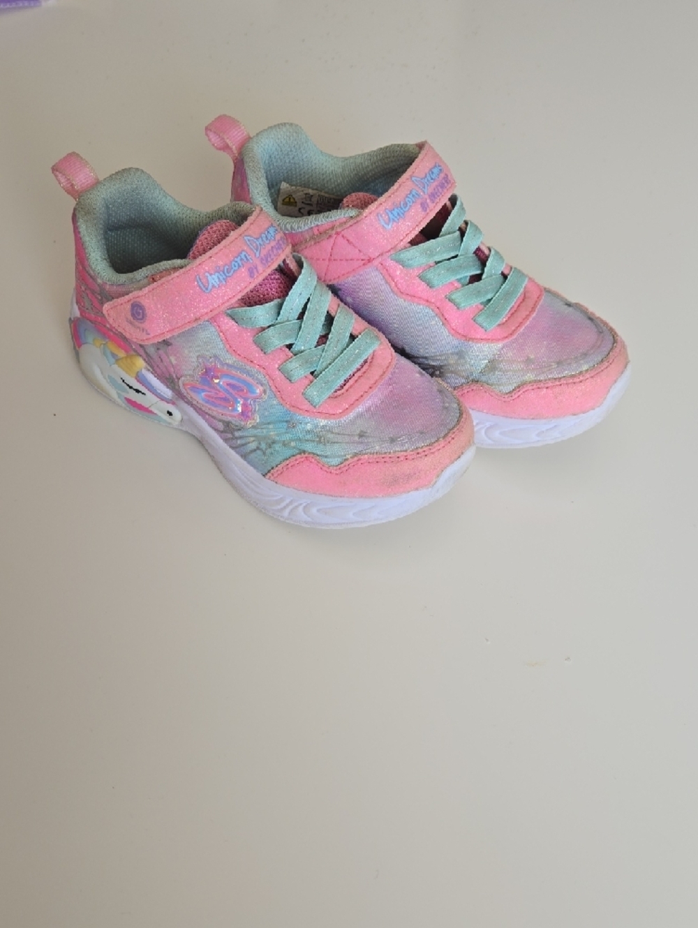 Kids Light-Up Sneakers - Pink & Blue Sparkles Sketchers Unicorn Dreams Size 11